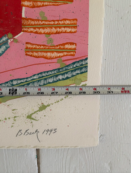 Barbara Beck 1993 Abstract Acrylic Painting on Paper