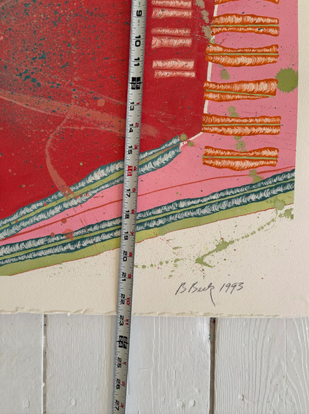 Barbara Beck 1993 Abstract Acrylic Painting on Paper