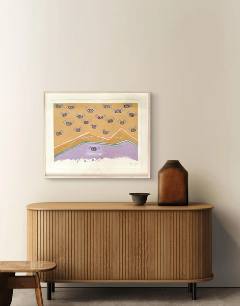 Barbara Beck 2000 Framed Abstract Watercolor Painting on Paper - Original Wood Frame