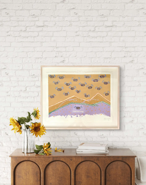 Barbara Beck 2000 Framed Abstract Watercolor Painting on Paper - Original Wood Frame