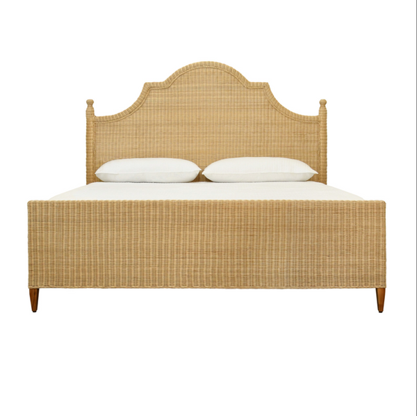Chamberlain Rattan Bed Frame -Arched Headboard, Footboards, & Side Rails