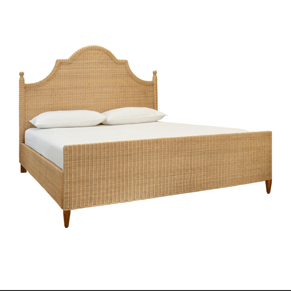 Chamberlain Rattan Bed Frame -Arched Headboard, Footboards, & Side Rails