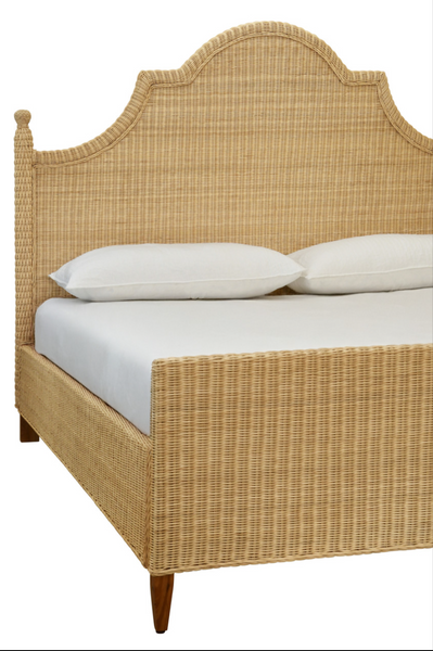 Chamberlain Rattan Bed Frame -Arched Headboard, Footboards, & Side Rails