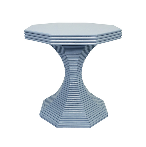 Octavia 24.25" Octagonal Light Blue Rattan Feature Table