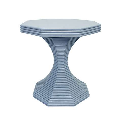 Octavia 24.25" Octagonal Light Blue Rattan Feature Table