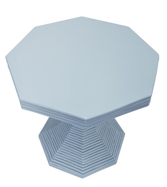 Octavia 24.25" Octagonal Light Blue Rattan Feature Table