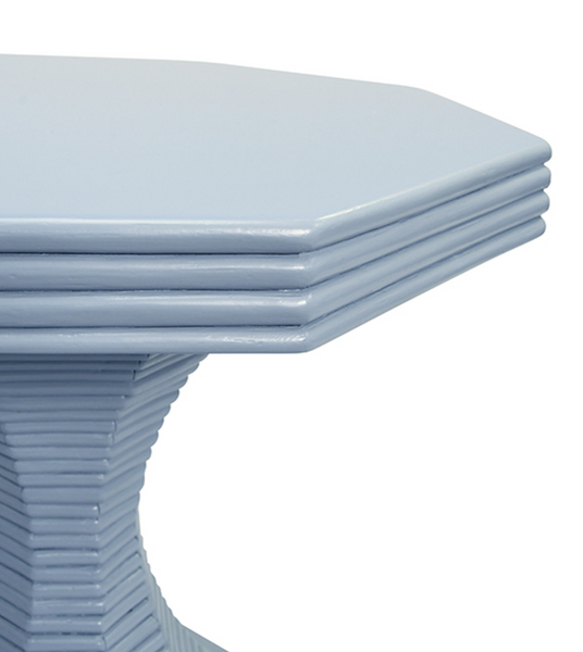 Octavia 24.25" Octagonal Light Blue Rattan Feature Table