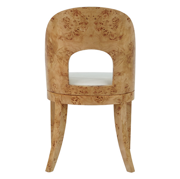 Rafferty Light Burlwood Curved Back Dining Chair with Performance White Linen Seat