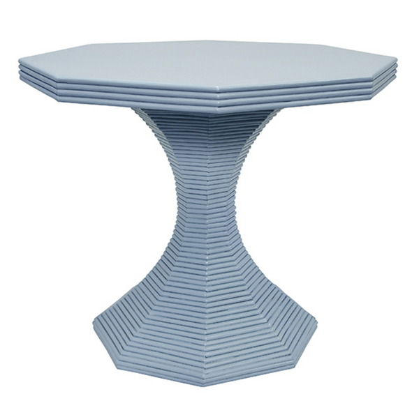 Octavia 36" Octagonal Light Blue Rattan Feature Table