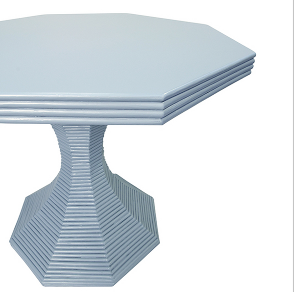 Octavia 36" Octagonal Light Blue Rattan Feature Table