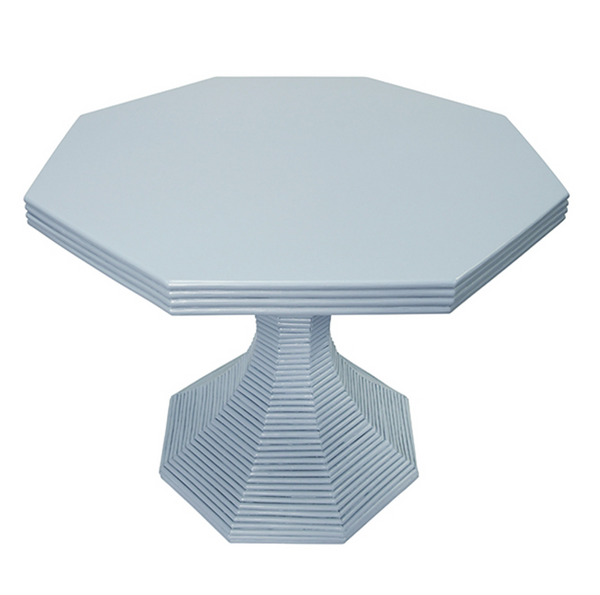 Octavia 36" Octagonal Light Blue Rattan Feature Table
