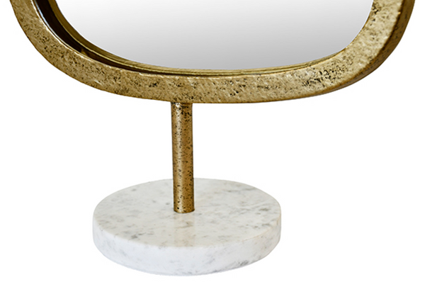 Moe Aged Gold and Marble Tabletop Mirror