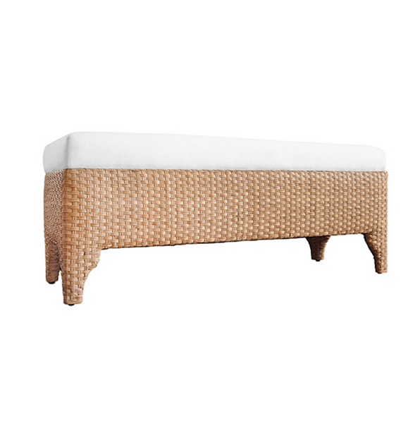 Maldives Water Hyacinth Bench with Ivory Performance Linen Seat