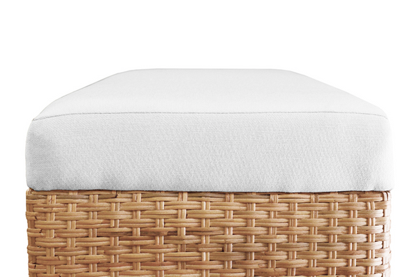 Maldives Water Hyacinth Bench with Ivory Performance Linen Seat