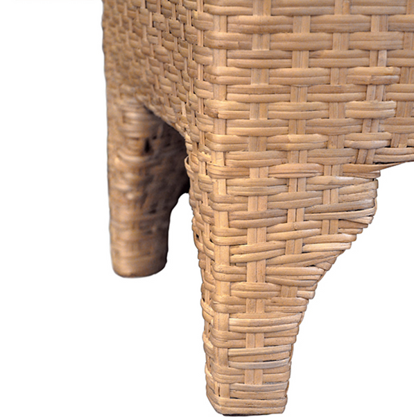 Maldives Water Hyacinth Bench with Ivory Performance Linen Seat