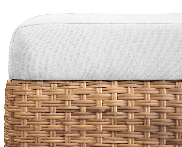 Maldives Water Hyacinth Bench with Ivory Performance Linen Seat