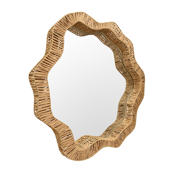 Komodo Natural Rattan Organic Shaped Wall Mirror