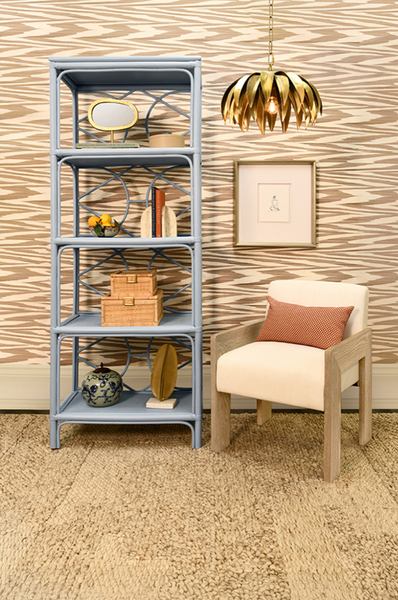 Danielle Light Blue Rattan Multi Shelf Etagere
