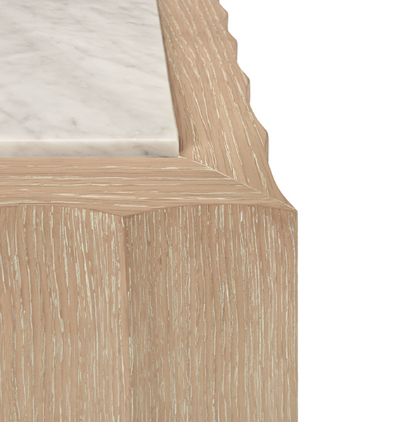 Granger Cerused Oak and Carrara Marble Square Fluted Coffee Table