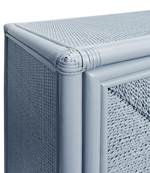 Eleanor Light Blue Rattan Buffet with Four Rope Front Doors