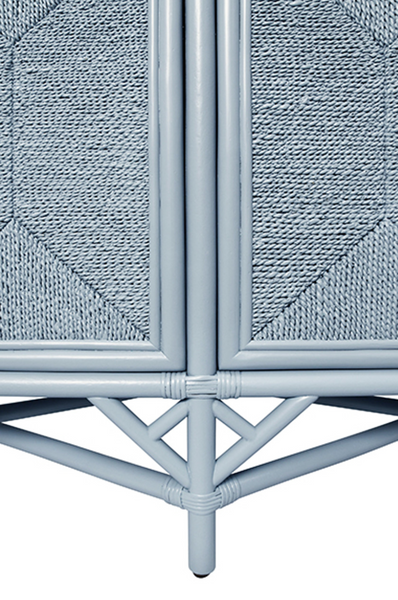 Eleanor Light Blue Rattan Buffet with Four Rope Front Doors