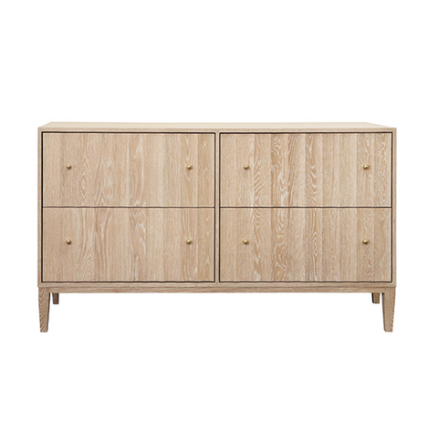 Angus Fluted Cerused Oak Four Drawer Chest with Brass Knobs