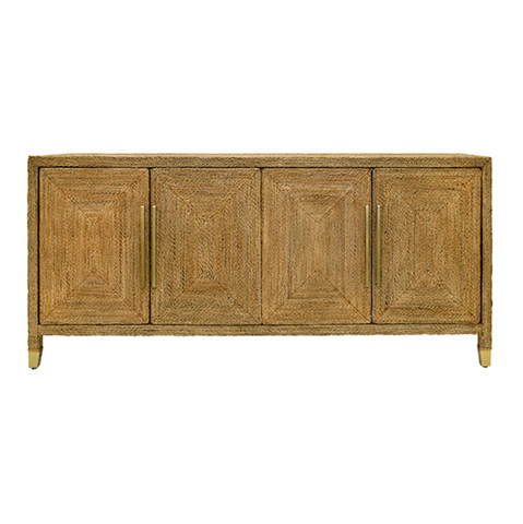 Casey Wrapped Rope Four Door Buffet With Satin Brass Hardware