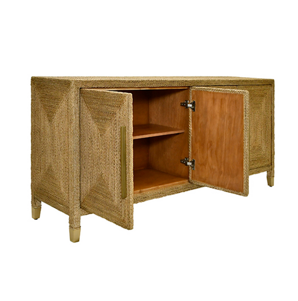 Casey Wrapped Rope Four Door Buffet With Satin Brass Hardware