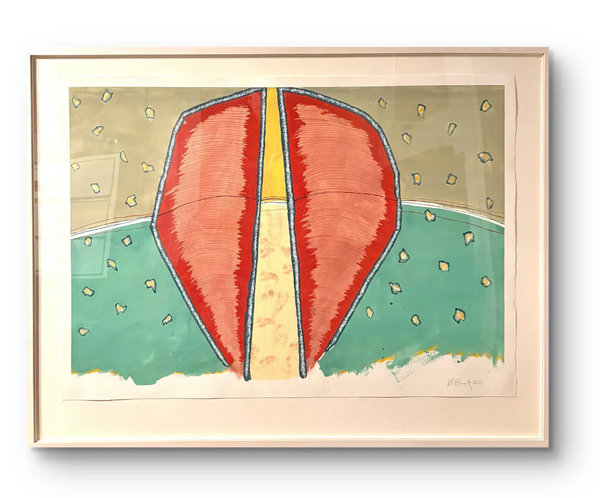 Barbara Beck 2000 Abstract Watercolor Painting on Paper in Original Wood Frame