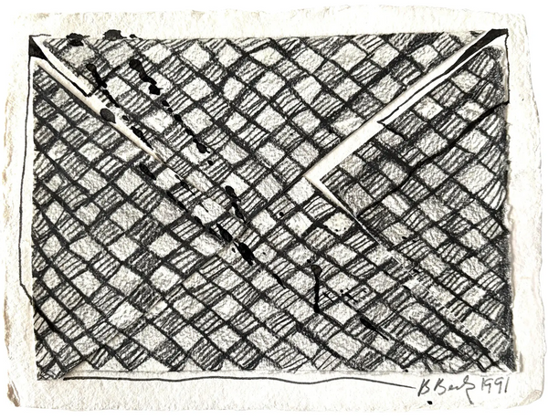 Barbara Beck 1991 Abstract Painting on Paper - Black Paint and Graphite