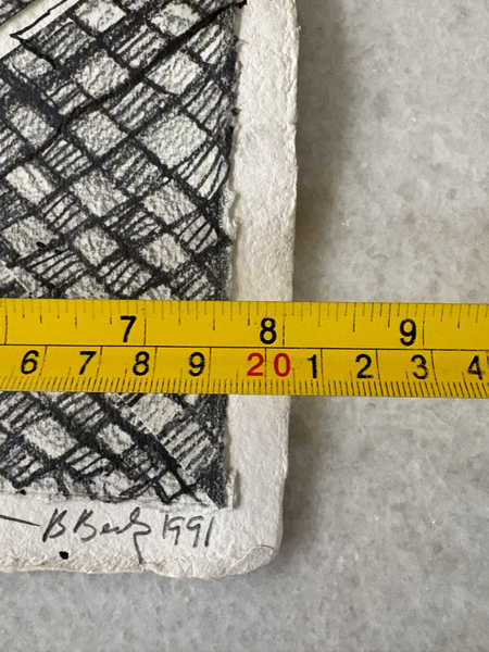 Barbara Beck 1991 Abstract Painting on Paper - Black Paint and Graphite