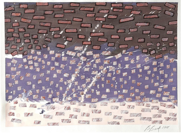 Barbara Beck 1988 Abstract Painting on Paper