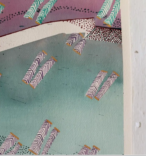 Barbara Beck 1984 Abstract Watercolor Painting on Paper