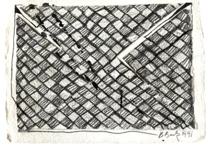 Barbara Beck 1991 Abstract Painting on Paper - Black Paint and Graphite