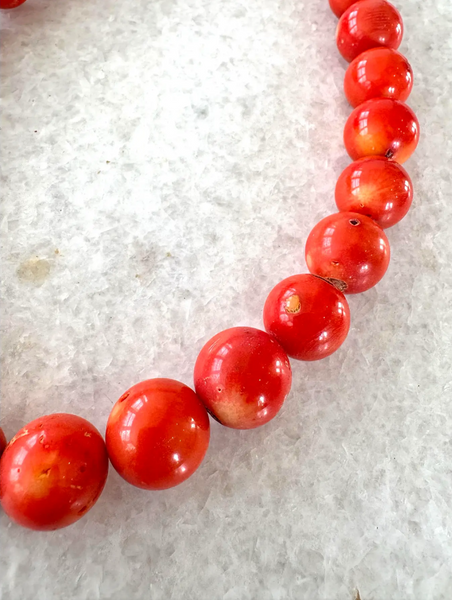 17" Coral Beaded Necklace With Silver Tone Hook Clasp - Designed by Matthew Izzo