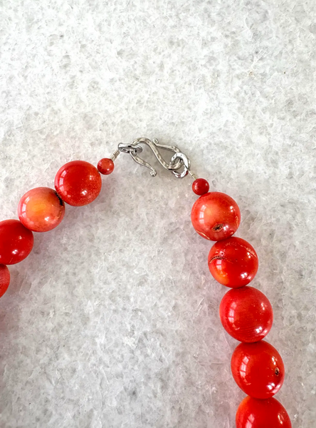 17" Coral Beaded Necklace With Silver Tone Hook Clasp - Designed by Matthew Izzo