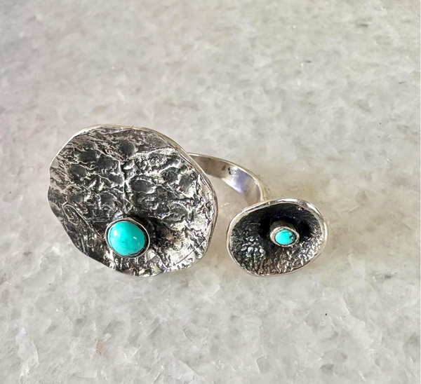 Hans Gehrig Sterling Silver and Turquoise Modernist Ring