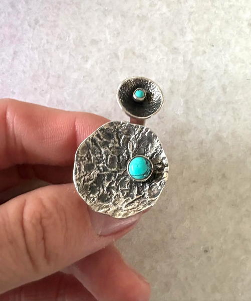 Hans Gehrig Sterling Silver and Turquoise Modernist Ring