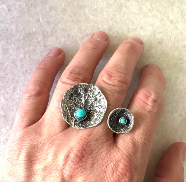 Hans Gehrig Sterling Silver and Turquoise Modernist Ring