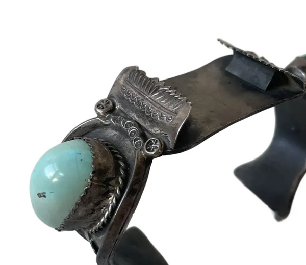 Native American Sterling Silver and Turquoise Watch Band Cuff Bracelet