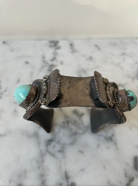 Native American Sterling Silver and Turquoise Watch Band Cuff Bracelet