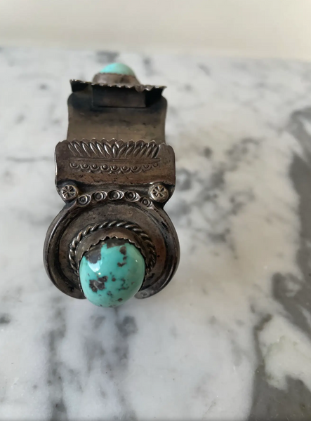 Native American Sterling Silver and Turquoise Watch Band Cuff Bracelet