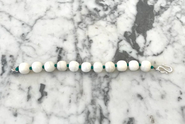 Boho Glass and Turquoise Beaded Bracelet With Silver Tone Hook Clasp - Designed by Matthew Izzo