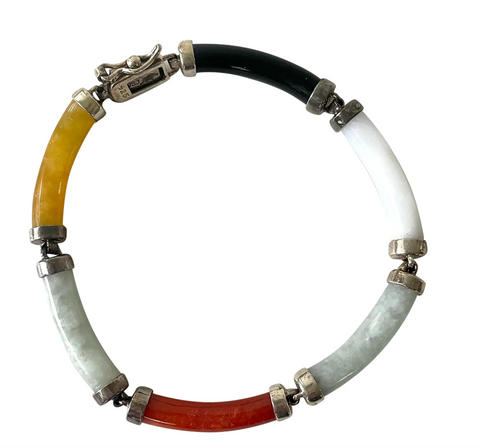 Vintage Jade and Sterling Silver Bracelet