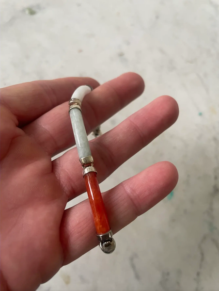 Vintage Jade and Sterling Silver Bracelet