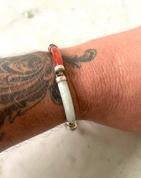 Vintage Jade and Sterling Silver Bracelet