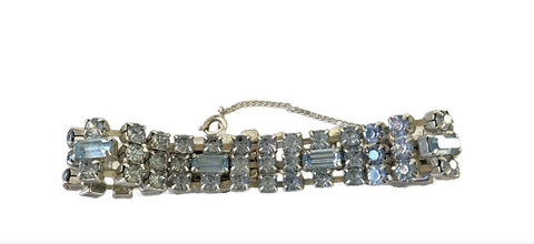 Mid-Century Aqua Blue Rhinestone Bracelet