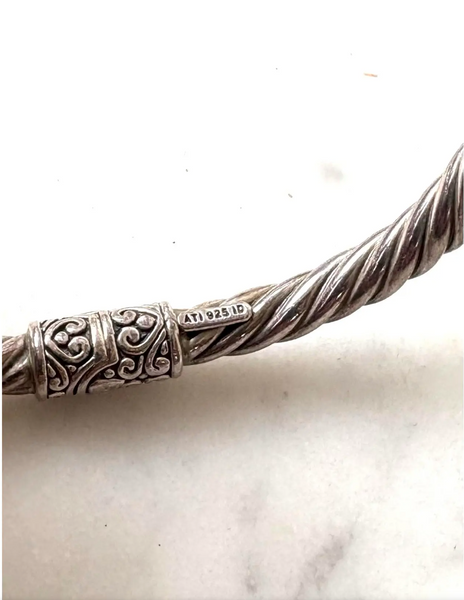 Sterling Silver, Amethyst, and 18k Gold Hinge Bracelet with Dragonflies