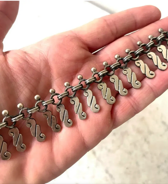 16" Vintage 1980s Dulce Sterling Silver Spray Link Necklace