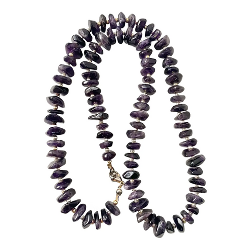 24" Vintage 1980s Amethyst Beaded Necklace